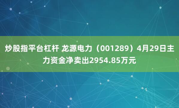 炒股指平台杠杆 龙源电力（001289）4月29日主力资金净卖出2954.85万元