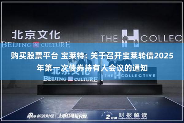 购买股票平台 宝莱特: 关于召开宝莱转债2025年第一次债券持有人会议的通知