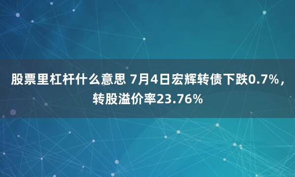 股票里杠杆什么意思 7月4日宏辉转债下跌0.7%，转股溢价率23.76%