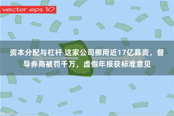 资本分配与杠杆 这家公司挪用近17亿募资，督导券商被罚千万，虚假年报获标准意见